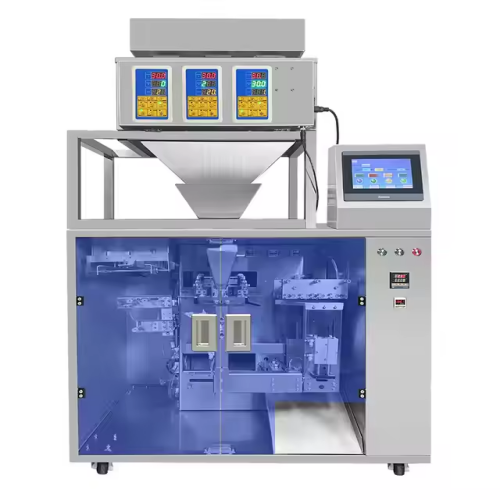 Automatische Maschine zum Aufnehmen/Öffnen/Befüllen/Verschließen von Reißverschlusstaschen